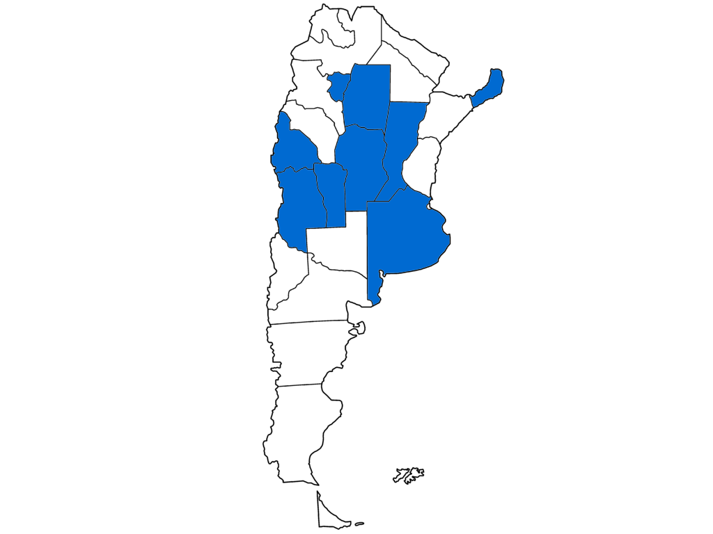 Mapa de destinos en Argentina
